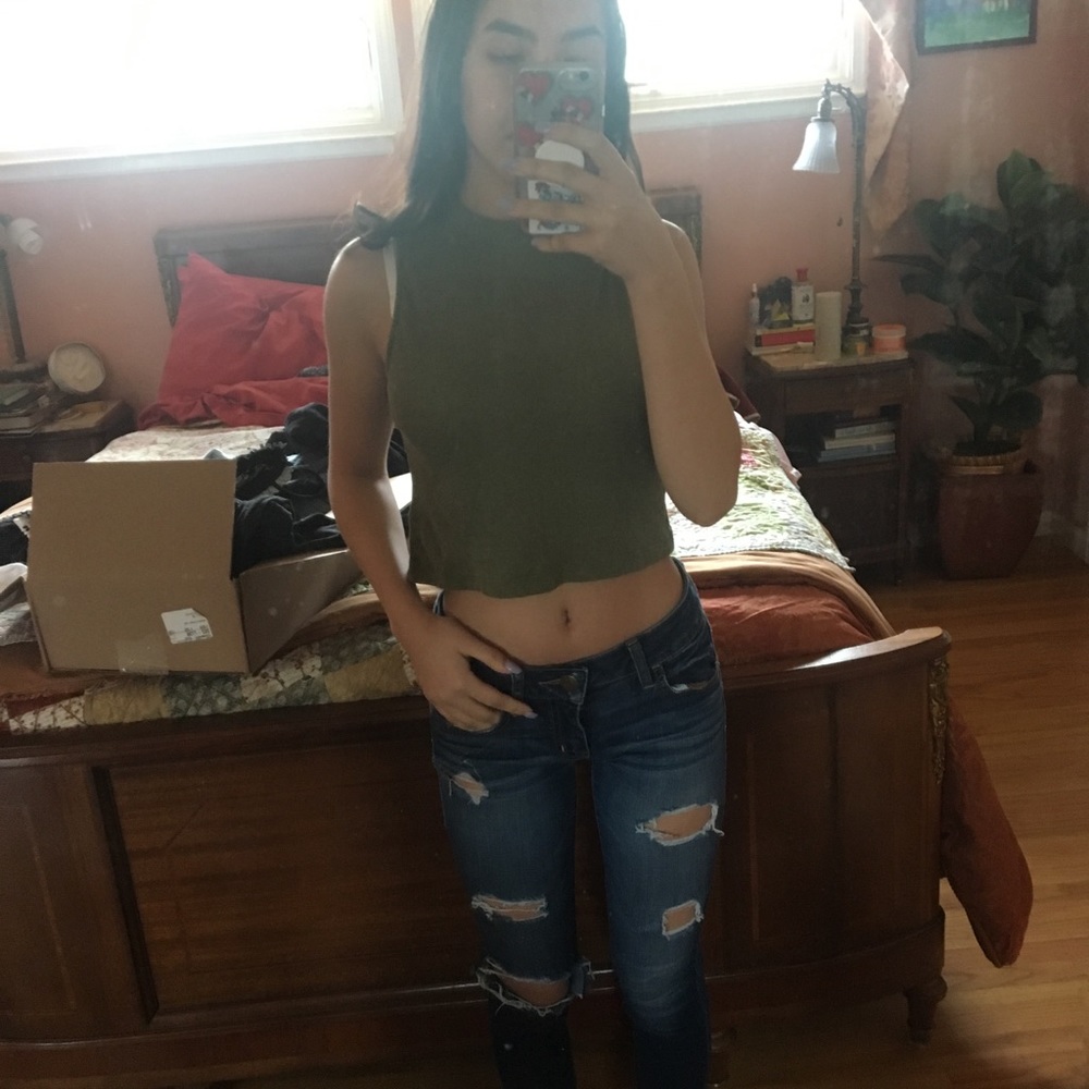 green racer back top